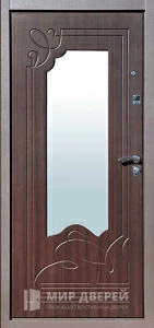 Дверь входная уличная с зеркалом с порошковым напылением крокодил №66 внутренняя - фото